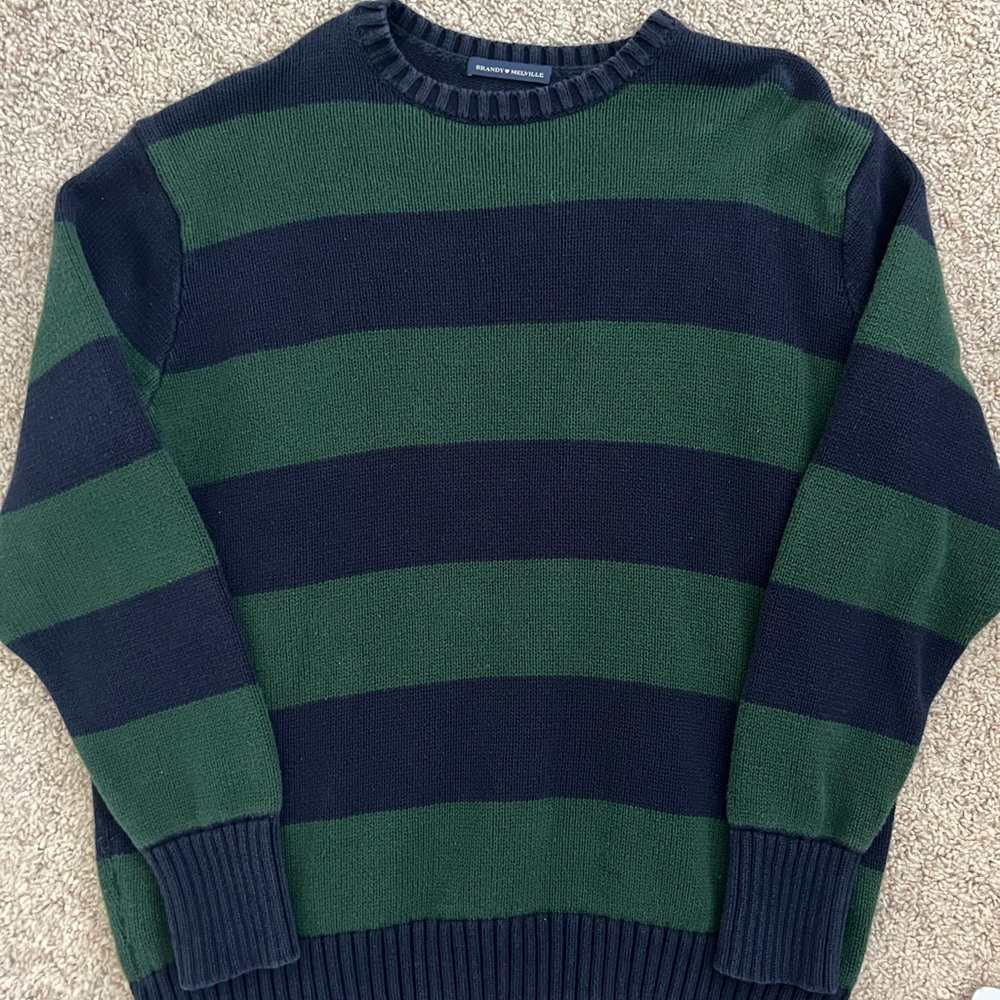 Striped Green and Black Men's Sweater